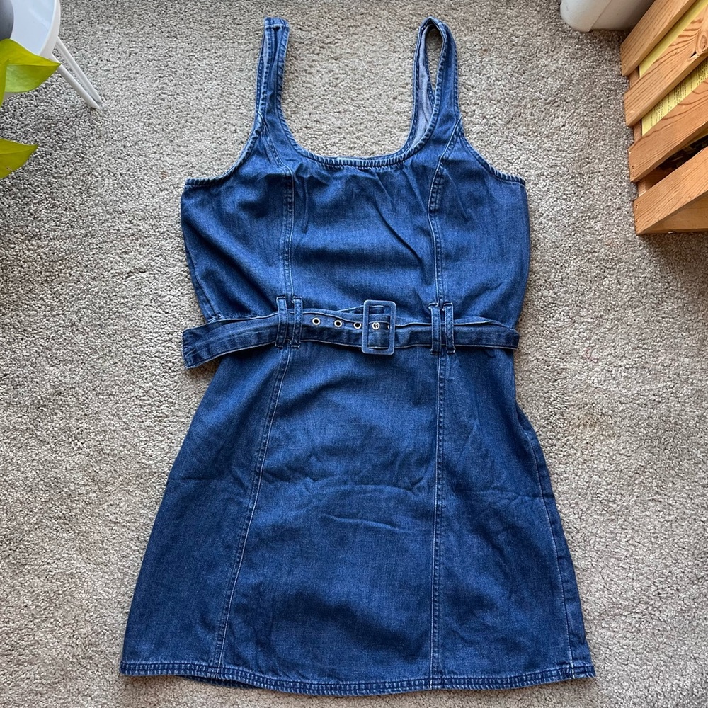 denim mini dress